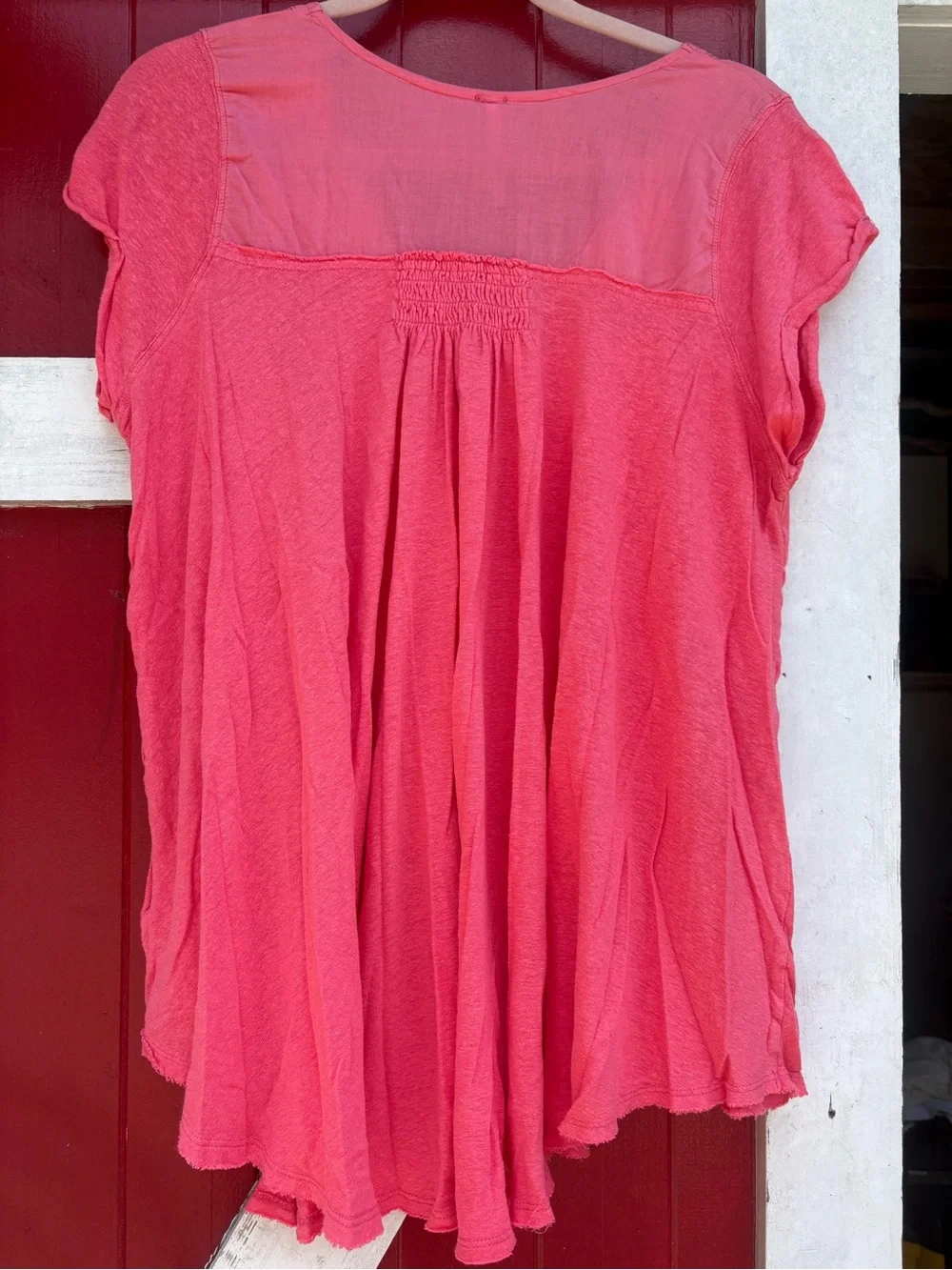 Free People Coral Button-Front Flowy Tunic